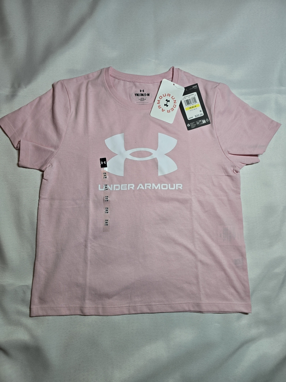 Under Armour Light Pink Tee with White Logo